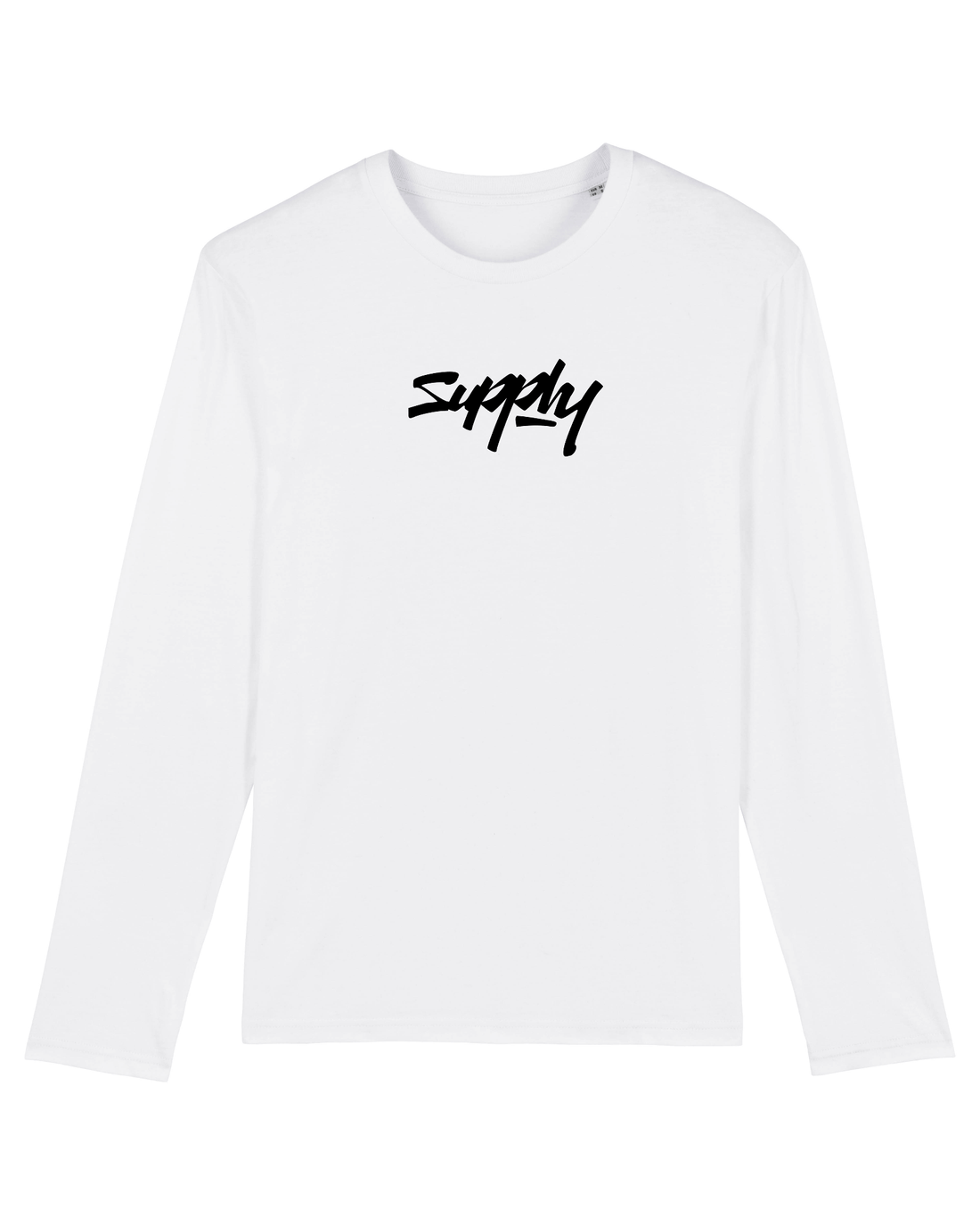 White Skater Long Sleeve, Supply Front Print