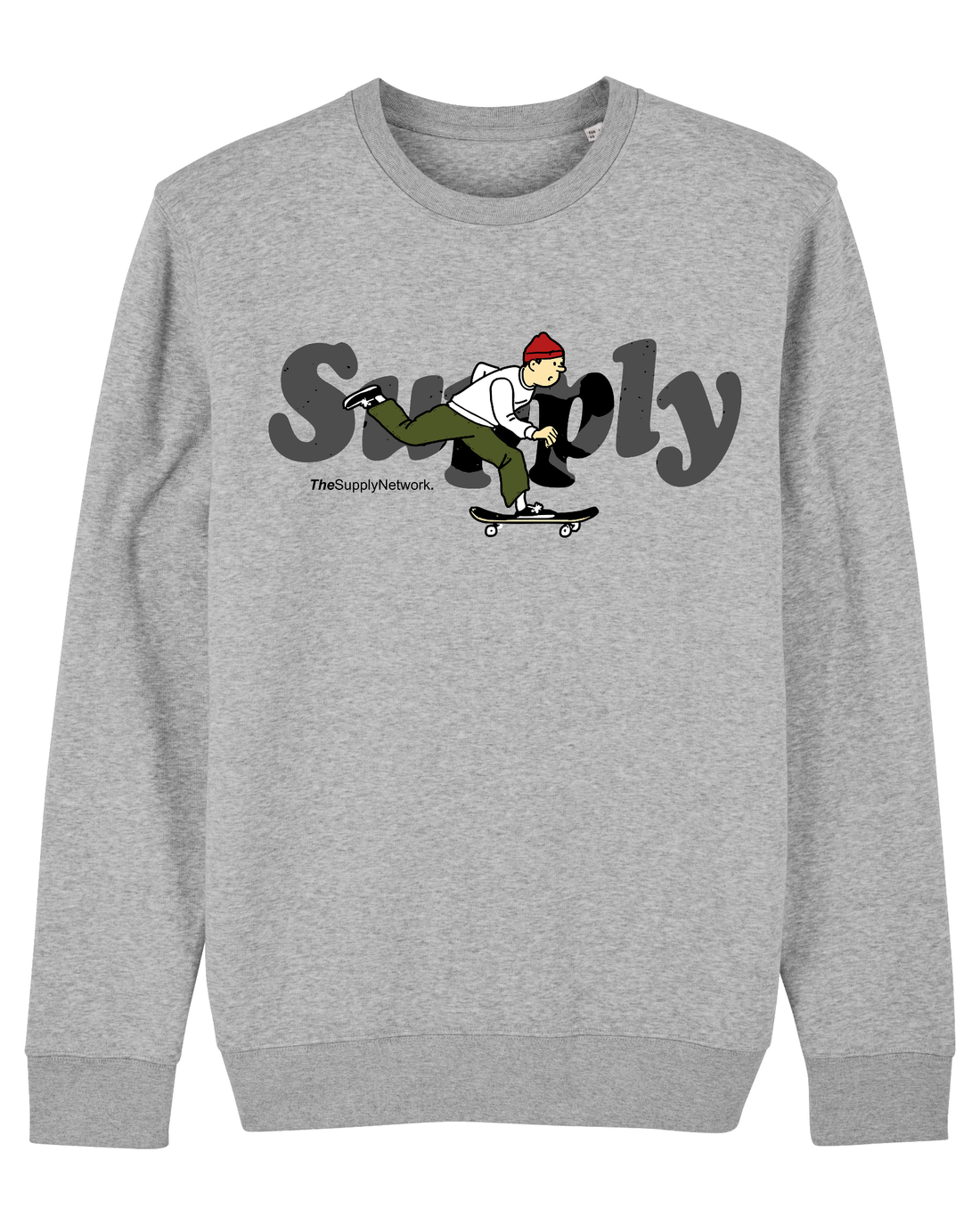 Grey Skater Sweatshirt, Skater Boy Front Print
