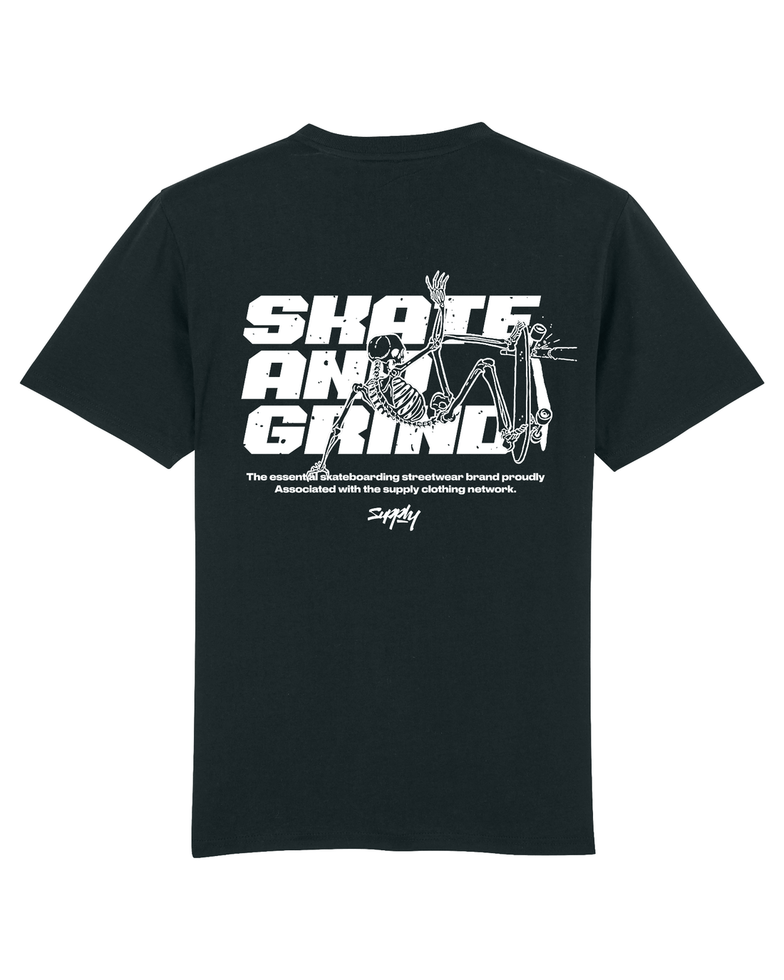 Black Skater T-shirt, Skate and Grind Back Print