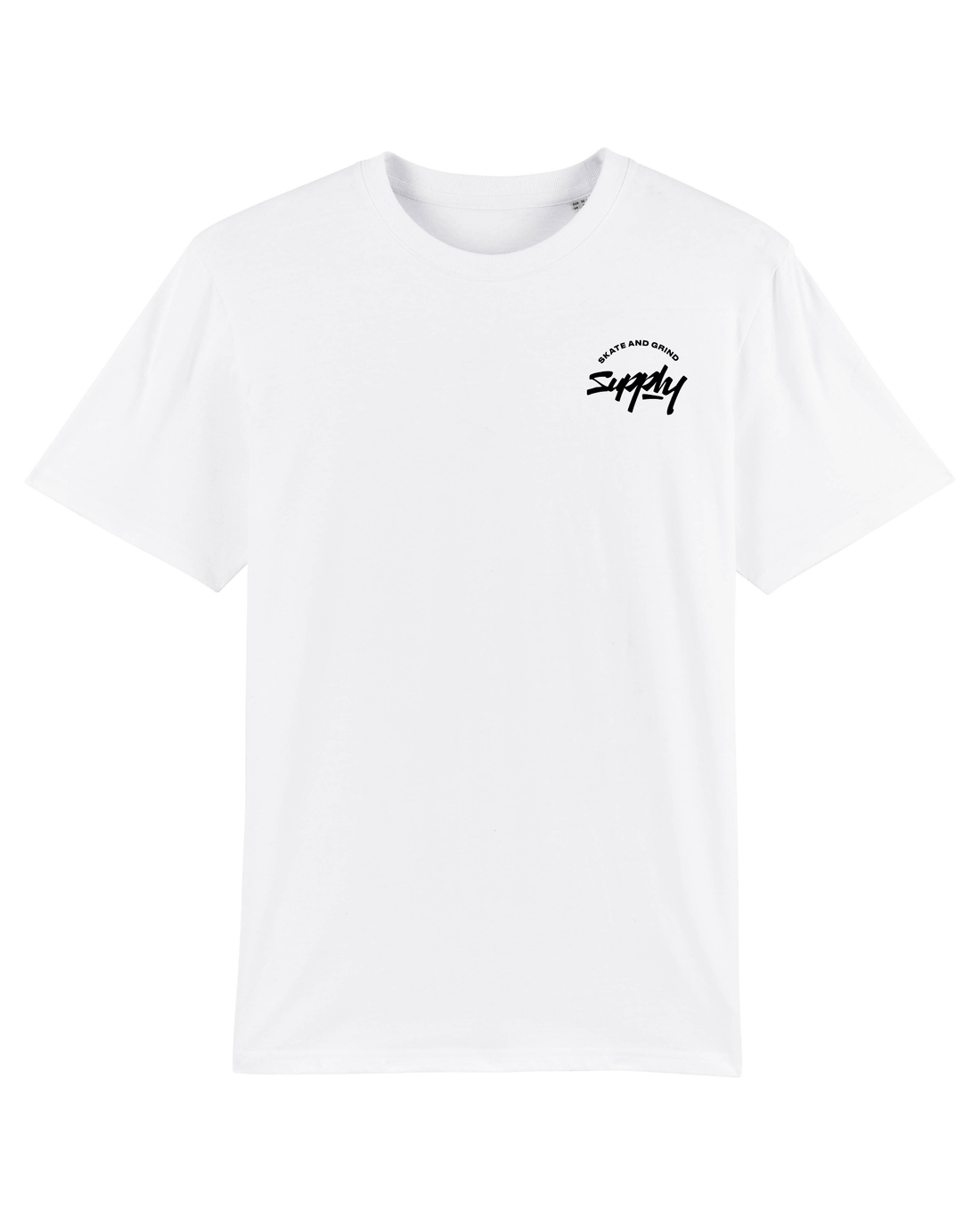 White Skater T-shirt, Skate and Grind Front Print