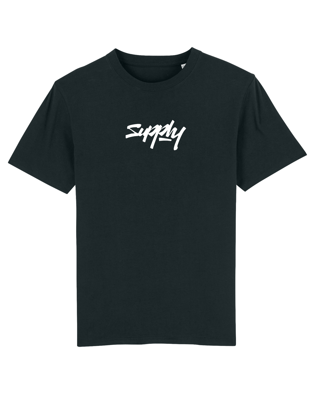 Black Skater T-Shirt, Supply Logo Front Print