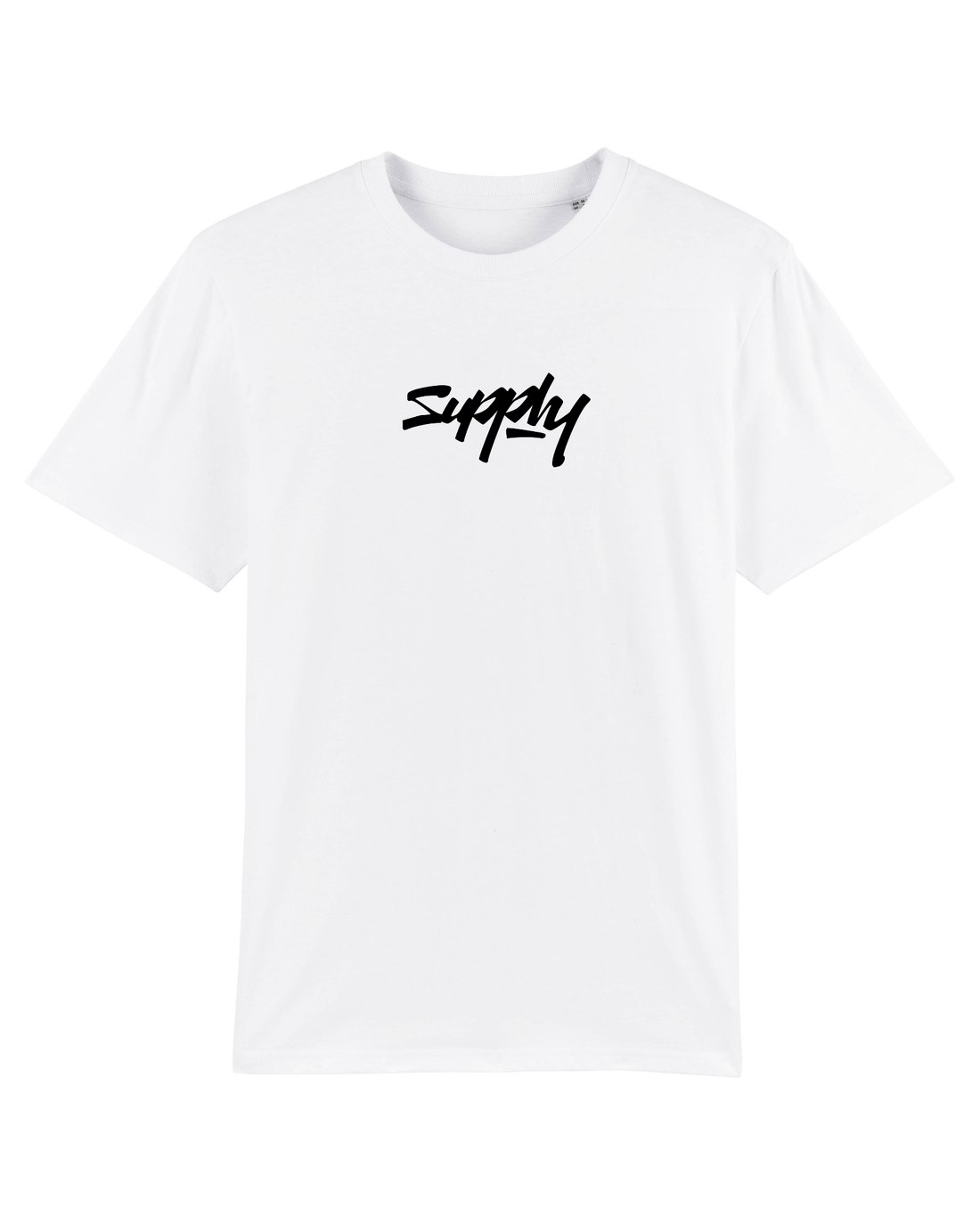 White Skater T-Shirt, Supply Logo Front Print