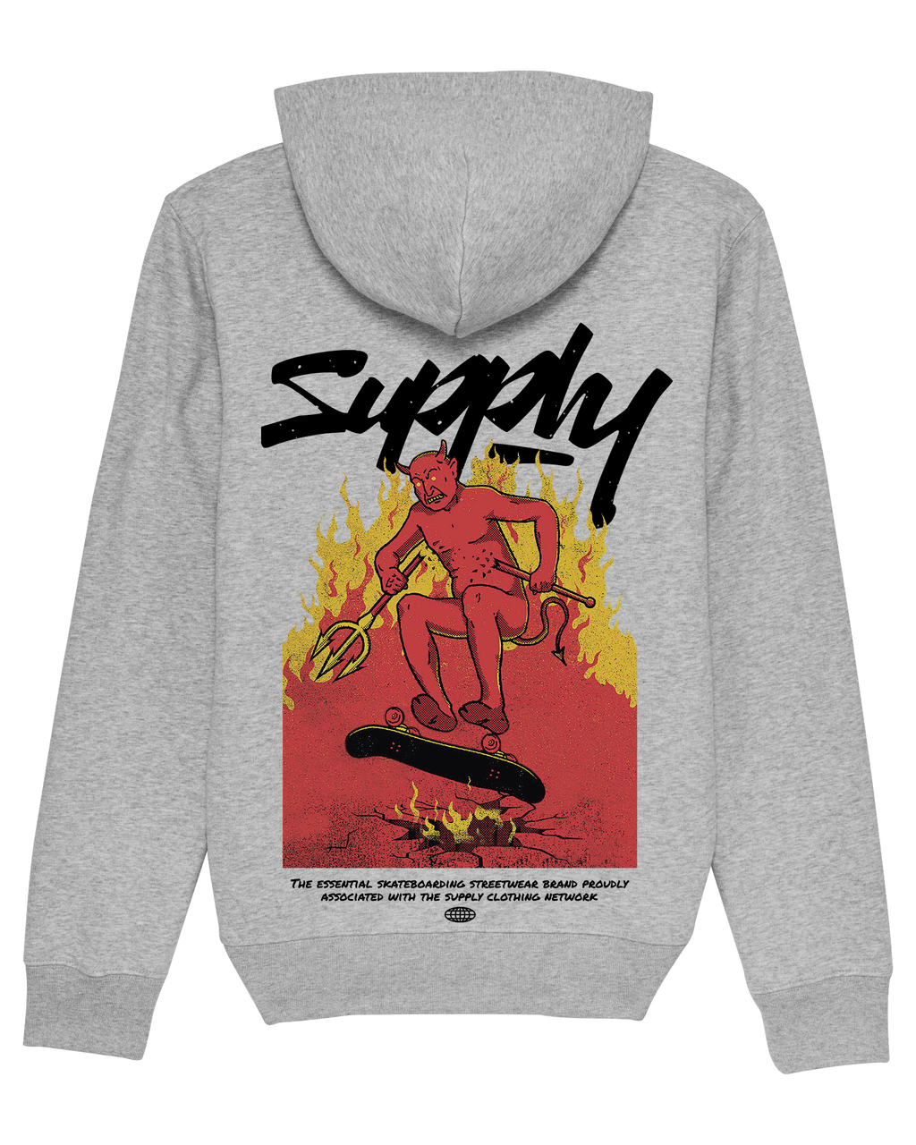 Skate With The Devil Grey Skater Hoodie