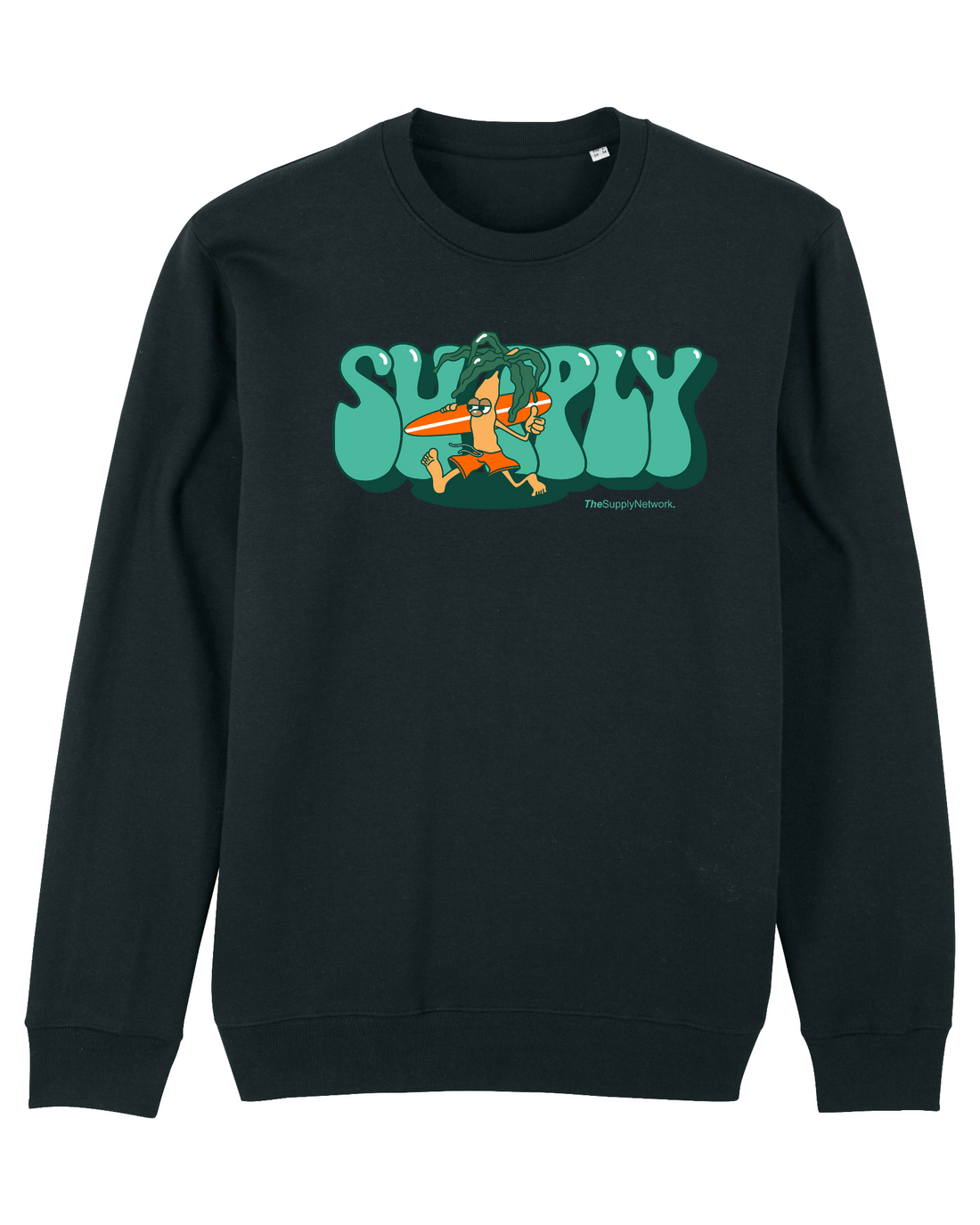 Skater Sweatshirt Surf Palm Black Front Print